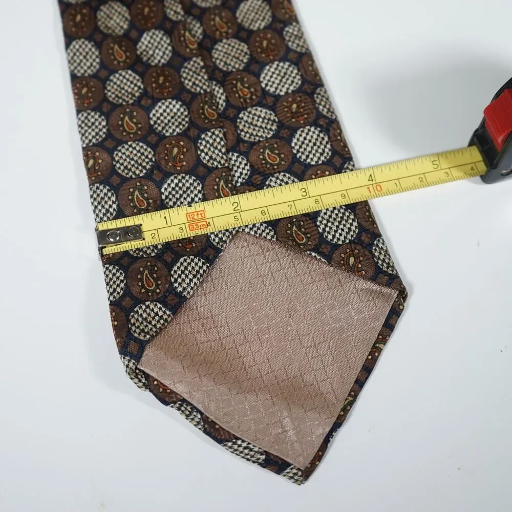 Pierre Balmain Tie Silk Made In USA Pattern Vintage Houndstooth Paisley